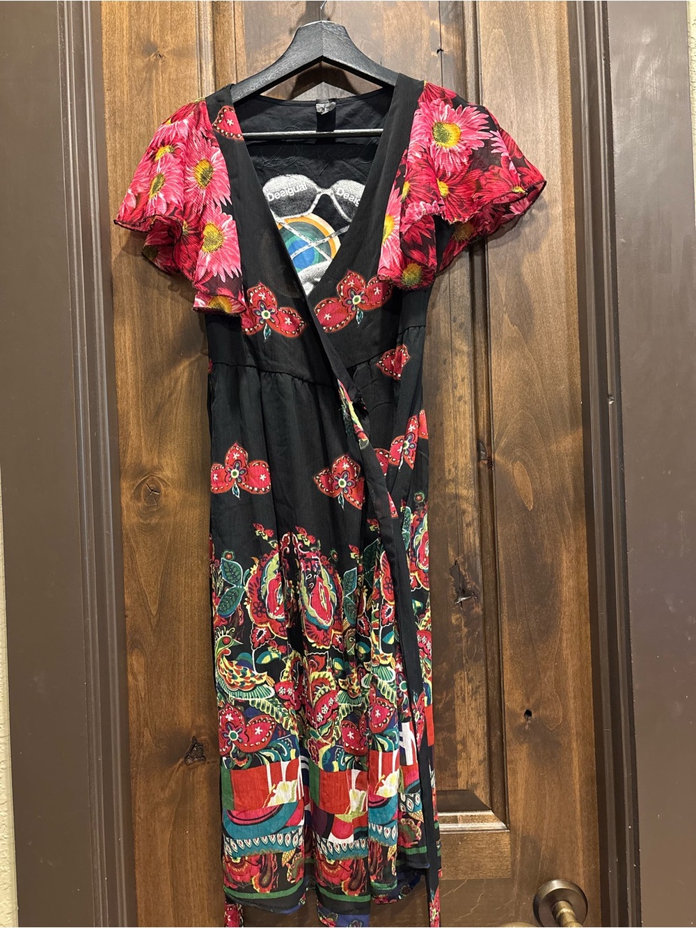 DESIGUAL Multicolor Wrap Midi Dress Daisy Flutter Size EU-36 US-S.